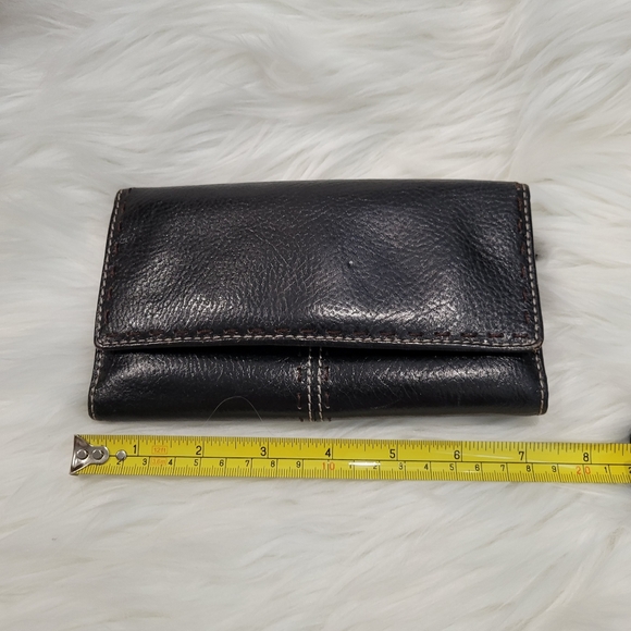 Fossil Black Leather Wallet with Zip and Snap Closure - Picture 4 of 7